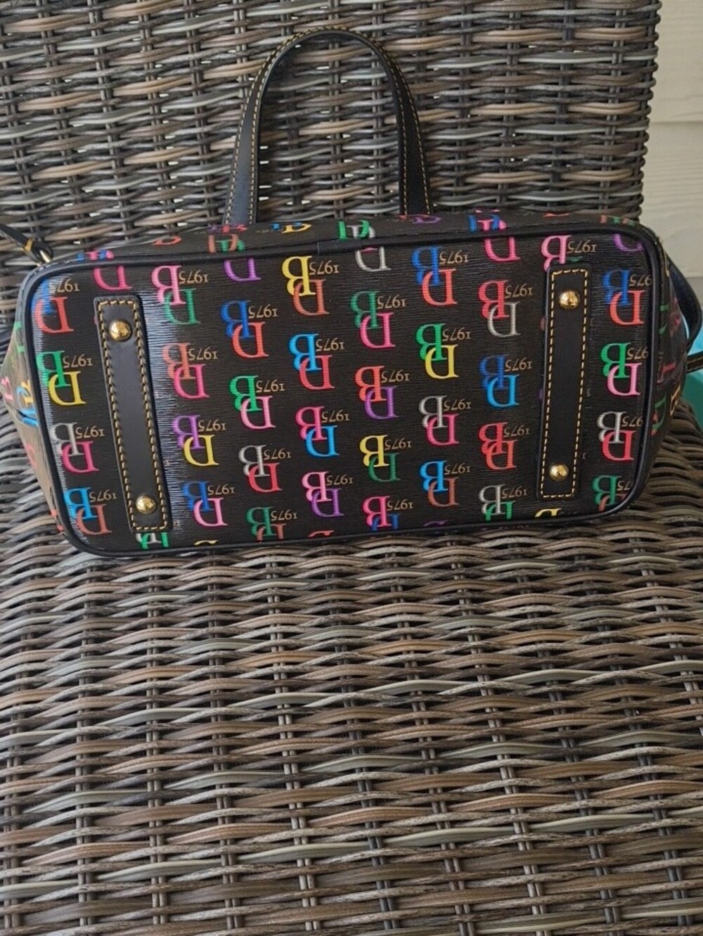 Dooney & Bourke Black Satchel with Multicolor DB Logo Print β₯οΈ π π π π π©· - Picture 7 of 7